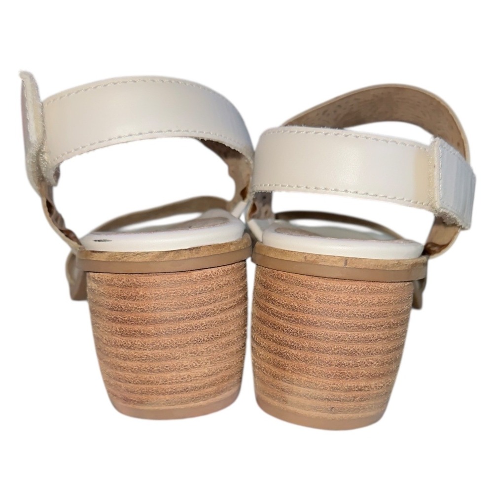 Brioso 7.5 Paloma Ivory Leather‎ Slingback Sandals With Laser Cut Detail - Picture 7 of 8